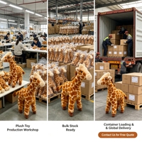 Peluche Girafe Texture Douce Fourrure Moelleuse Forme Debout Visage Mignon Décoration Chambre Cadeau Fête Anniversaire pour Enfants Vente en Gros