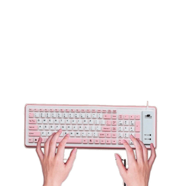 USB Wired Colorful Silicone Foldable Curved Silent Soft Keyboard Waterproof for Laptop Desktop