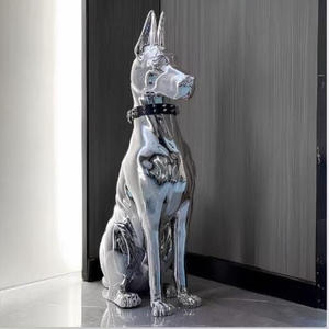 Sculpture d'animal réaliste en résine sur mesure, sculpture artistique de chien mignon peinte, statue en fibre de verre colorée de style dessin animé - Product Image 3
