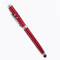 Stylo multifonction 4 en 1, stylo à bille en métal avec lumière LED, stylet et pointeur laser, vente en gros