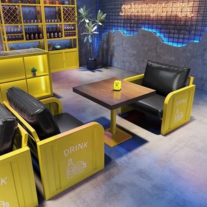 SUNYARD Ensemble de mobilier de bar et de restauration de style industriel en bambou, avec banquette de salon, pour bars à vin, pubs, cafés, conteneurs, salons de thé et restaurants à thème musical - Product Image 4