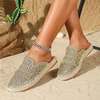 Espadrilles plates à enfiler pour femmes, style espagnol, antidérapantes, à bout fermé, en tissu, collection automne, vente en gros