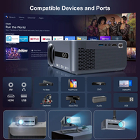 Projecteur Sans Fil 8K à Correction Trapézoïdale Automatique pour Home Cinéma Jeux Interactifs, Projecteur Vidéo Portable 1080p