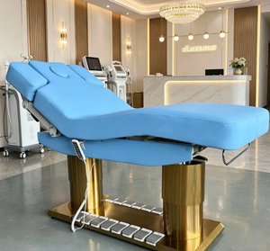 High Quality Luxury Beauty Facial Bed Comfortable Foot Control Cushion Golden Base Salon Furniture LED Light 2026 Hot Sale - Product Image 2