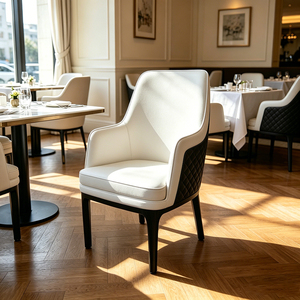<span class=keywords><strong>Silla</strong></span> de Comedor Moderna, Elegante y de Lujo en Blanco y Negro para Hotel o Cafetería, con <span class=keywords><strong>Patas</strong></span> de Madera y Tapicería de Cuero PU - Product Image 1