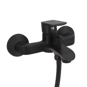 Matte black single handle hot cold high quality copper brass built in bath shower mixer tap