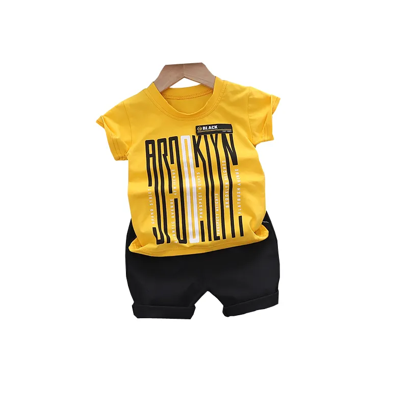 2021 summer new baby children's clothing suit infant casual clothes 1-5 years old boys summer short-sleeved two-piece suit