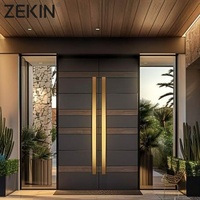 Porte d'entrée double en aluminium ZEKIN, porte en verre de luxe, antivol, porte d'entrée double extérieure, porte d'entrée double
