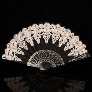 Éventail pliant de style sportif de 23 cm de longueur, en tissu plastique à motif floral pailleté or, pour mariage et fête, écologique, durable, personnalisable - Product Image 5