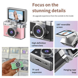 Jumon Palm-Sized <b>Mini</b> Digital <b>Camera</b> 180° Flip Selfie Screen with Flashlight Multiple Filters Keychain Portable Digital <b>Camera</b> - Product Image 2