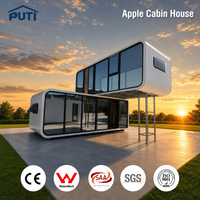 Bâtiment modulaire préfabriqué moderne de 20 pieds avec fenêtre panoramique, hall d'exposition extérieur, maison de luxe type cabane Apple