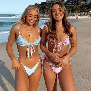 QY2108 <span class=keywords><strong>Maillot</strong></span> <span class=keywords><strong>de</strong></span> <span class=keywords><strong>bain</strong></span> sexy pour femme, micro string, bikini uni, brillant, doux, ourlet à volants, soutien-gorge push-up, logo, taille, ensemble <span class=keywords><strong>2</strong></span> <span class=keywords><strong>pièces</strong></span> - Product Image 6