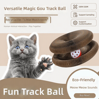Mainan Trek Bola Kucing Lipat Fleksibel OEM/ODM, Mainan Puzzle Interaktif Kertas Bergelombang, Bola Lonceng Bergulir untuk Permainan Kucing
