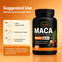 Compléments alimentaires FJSquare Maca Men Power Plus, extrait de Maca jaune, rouge et noir, 1000 mg, capsules de racine de Maca
