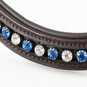 Correa de cuero ondulado hecho a mano con relleno y costuras cómodas, cristal claro decorativo y zafiro mega ostentoso - Product Image 1