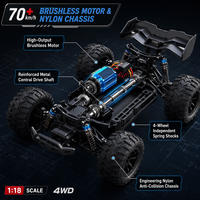 Voiture RC 4x4 haute vitesse 1:18 2,4 GHz, Buggy tout-terrain télécommandé entièrement proportionnel avec barre anti-basculement, câble USB, chargeur YH18002 PRO 80m