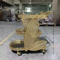 Chariot de service haut de gamme pour hôtels cinq étoiles, en acrylique et acier inoxydable, avec étagères et plateau en plexiglas pour vin