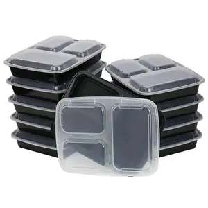 Peralatan Rumah Tangga Plastik Sekali Pakai Penyimpanan Makanan Persiapan Wadah/Kotak dengan Tutup untuk Makanan
