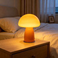 Lampe en forme de champignon VH, lampe de table en verre orange en forme de champignon, lumière ambiante à commande tactile, lampe de chevet pour chambre à coucher