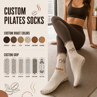 Chaussettes de Pilates à nœud personnalisées de haute qualité avec logo brodé, chaussettes de yoga pour femmes, conception OEM pour studio