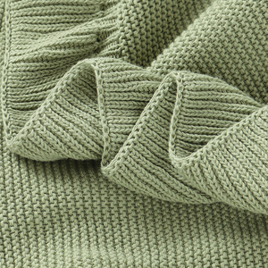 Manta de bebé de algodón orgánico Mimixiong manta de seguridad de punto para recién nacidos Color sólido volantes Babe Swaddle Wrap OEKO-TEX Babydecke - Product Image 3