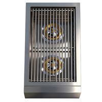 Haute qualité Premium SUS304 en acier inoxydable intégré Barbecue BBQ Cabinet cuisson gaz Double brûleur latéral faire bouillir l'eau chaude avec couvercle