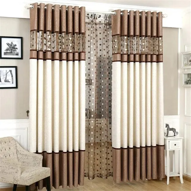 Bindi European Style Modern Luxury Chenille Embroidered Stitching Nests Home Window Curtains for Living Room