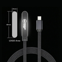Kabel Pengisian Daya USB C dengan Logo LED Kustom untuk Hadiah Promosi, Souvenir Perusahaan, Merek OEM, Kabel Pengisian Cepat