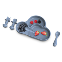 Personnalisé souple sans BPA écologique de qualité alimentaire résistant à la chaleur pour tout-petit bébé en silicone avec couvercle et assiette divisée
