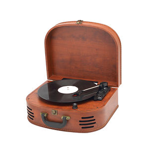 Tourne-disque vinyle multifonction marron élégant au design moderne parfait, lecteur de disques à entraînement par courroie - Product Image 1