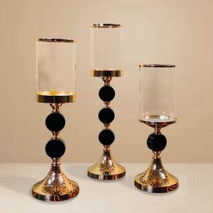 Luxurious Design Gold Finished Tabletop <b>Hurricanes</b> Wedding and Christmas Decoration Metal <b>Candle</b> Holder - Product Image 3
