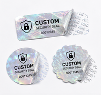 Étiquette anti-contrefaçon personnalisée en argent estampé en gros, avec logo imprimé sur mesure, sceau d'étiquette de produit