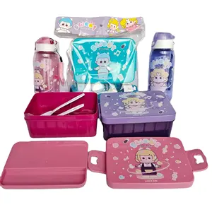 Seaygift Boîte à lunch en plastique pour enfants et bouteille d'eau avec couverts Vente en gros pour enfants mignons
