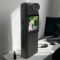 Caméra corporelle HD Ultra 4K/1080p avec objectif rotatif à 180°, vision nocturne, suivi du visage, mini écran LCD et prise en charge des cartes TF