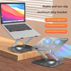 Support d'ordinateur portable réglable avec ventilateur de refroidissement, support pliable pour tablette, support de <span class=keywords><strong>bureau</strong></span> en aluminium pour MacBook, iPad, ordinateur portable - Product Image 1