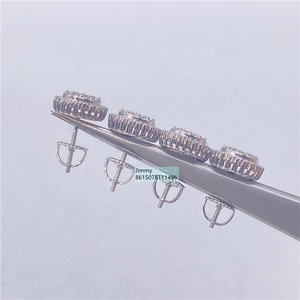 Mejor Venta de Rappe Stock Precio al por mayor 925 Plata Iced Out Jewelry Vvs Moissanite Diamante Forma redonda Hombres Stud Pendientes - Product Image 4