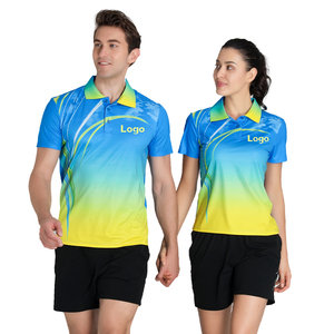 Logotipo personalizado estilo chino pareja deportes Ping-Pong pelota tenis camisa Polo Jersey puro algodón camiseta Polo - Product Image 2