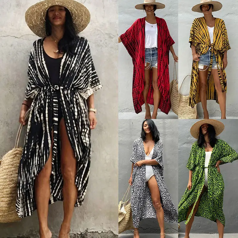 Autumn and winter print single-breasted maxi dress fashion long sleeve women cardigan shirt dress