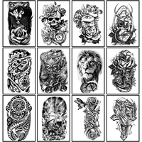Tatouages corporels temporaires autocollants tatouages noirs conception réaliste étanche pour adultes fête Halloween Costume
