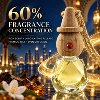 Diffuseur de parfum pour voiture personnalisé, flacon en verre à facettes diamantées, bouchon en bois sculpté, 60% d'huile parfumée, OEM ODM, marque privée, à suspendre dans la voiture