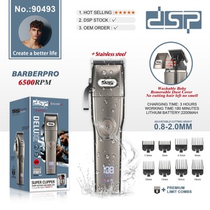 Cortadora de Pelo DSP Barberpro 6500 RPM de Acero Inoxidable Recargable con Pantalla Digital para Uso Doméstico y en Barberías - Product Image 1