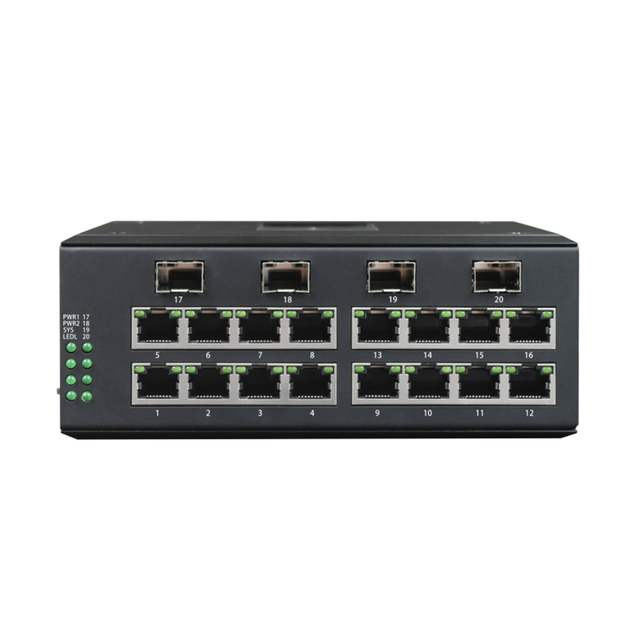 Din Rail Managed Ethernet POE Switch 16 Port Gigabit Industrial Network Switch With 4 Gigabit SFP Port