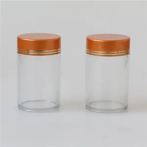 E-better Clear Vitamin B7 Supplement Bottle Medicine Pill Container Packing With Metallic Copper Lid For Nail Skin Hair