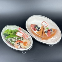 Bol de service jetable biodégradable de 26oz pour restaurant Bol de nouilles à la bagasse de canne à sucre écologique avec couvercle transparent de forme ovale