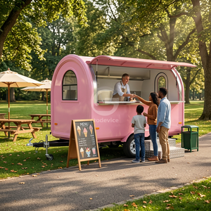 Etodevice Ice Cream Round Trailer with Stainless Steel Working Bench and Equipments - Product Image 1