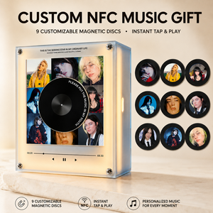 Magnete da Frigorifero Personalizzato Billie E NFC con Lettore CD, 9 Dischi in Vinile DIY, Regalo per Fan di Coachella, Decorazione Luce Notturna Rotante - Product Image 1
