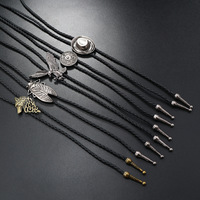 Kalung Dasi Bolo Retro Baru Gaya Koboi Barat Amerika Tali Kulit Aksesoris Paduan Logam Hadiah