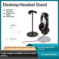 Support pour casque audio supra-auriculaire en alliage d'aluminium, organisateur de bureau et présentoir sécurisé antidérapant noir argenté