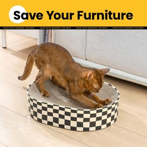 JTPAWS Duurzame, milieuvriendelijke krabplank van karton, gegolfd krabmatje, voor binnengebruik, zwart-wit geruit design - Product Image 4