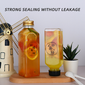 Nhà Sản Xuất Của Nhà Máy 350Ml 12Oz Vuông Chai Nhựa Cho Nước Trái Cây Sữa Đồ Uống Rõ Ràng Pet Chai Nước Giải Khát Với Vít Cap - Product Image 5